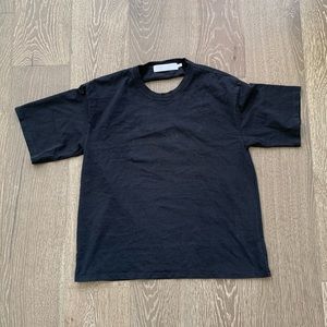 Proenza Schouler White Label black tee with circle cutout back